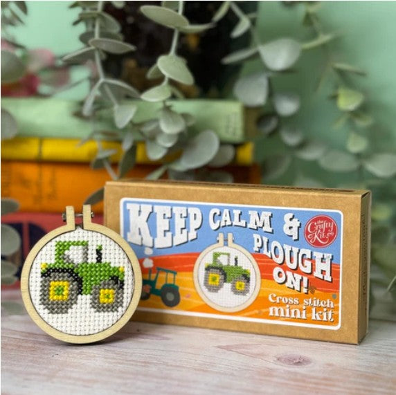 Keep Calm & Plough On - Mini Matchbox Cross Stitch Kit