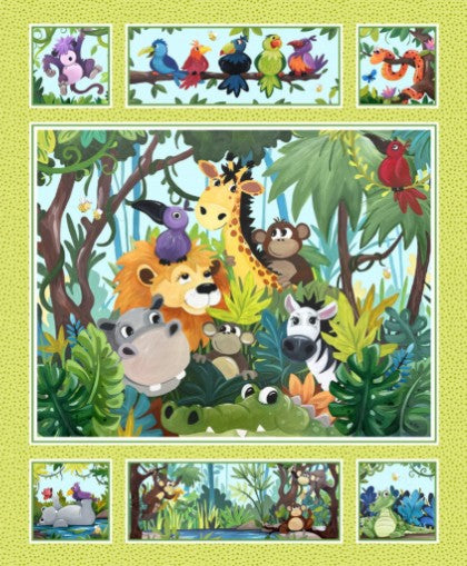 Jungle Friends Panel SB20441-815 Lime