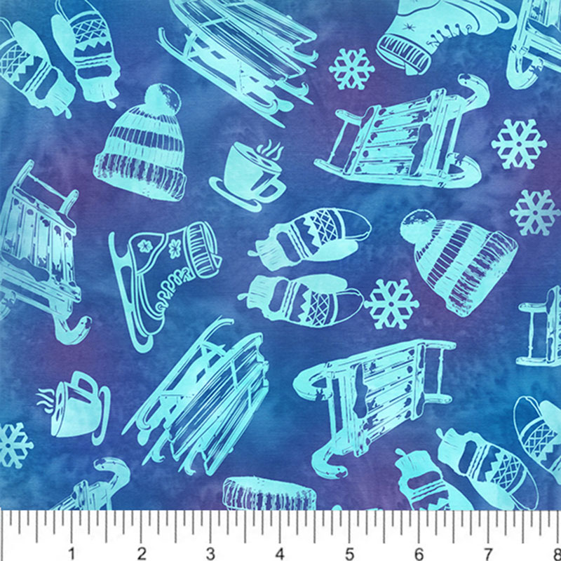 AMNSH 2025 Sledding Blue Tossed Sleds SH185-540 Batik
