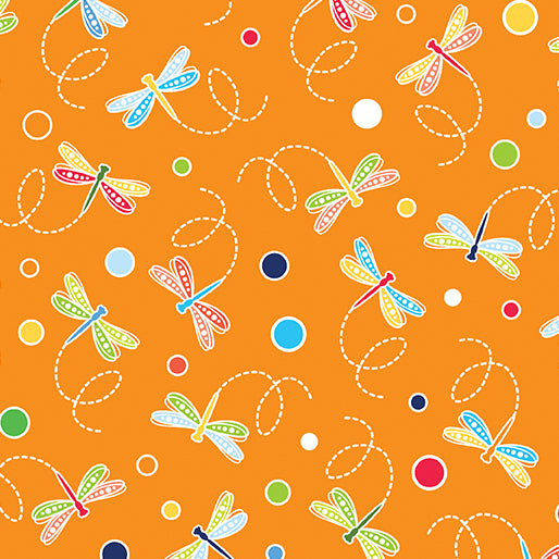 Rainforest Glow - Dragonflies & Dots Orange 14892G-37