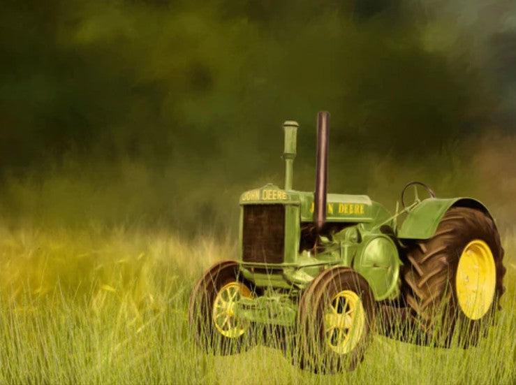 Vintage Green Tractor Panel19.5x14.25