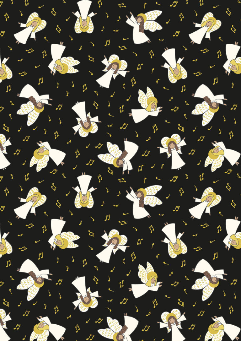 Away in a Manger Angels on Black