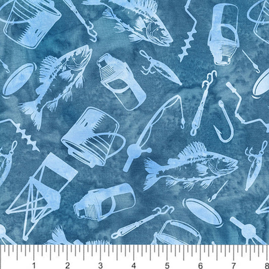 AMNSH 2025 Fishing Blue Tossed Ice Fishing SH186-536 Batik