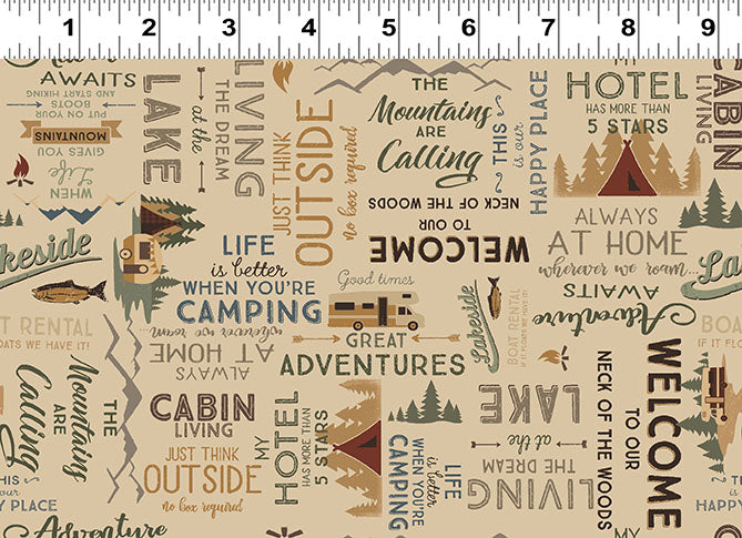 Living the Dream Flannel Words Lt Caramel Y4536-64