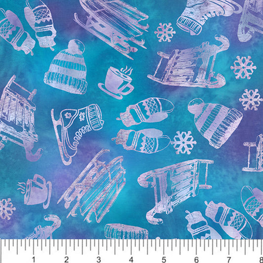 AMNSH 2025 Sledding Aqua Tossed Sleds SH185-535 Batik