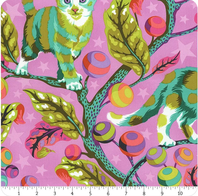 Tula Pink Tabby Road Deja Vu Club Kitty PWTP233.Electroberry