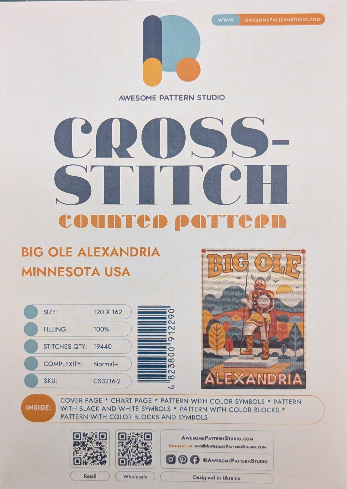 Big Ole Alexandria Rectangle Cross Stitch Pattern