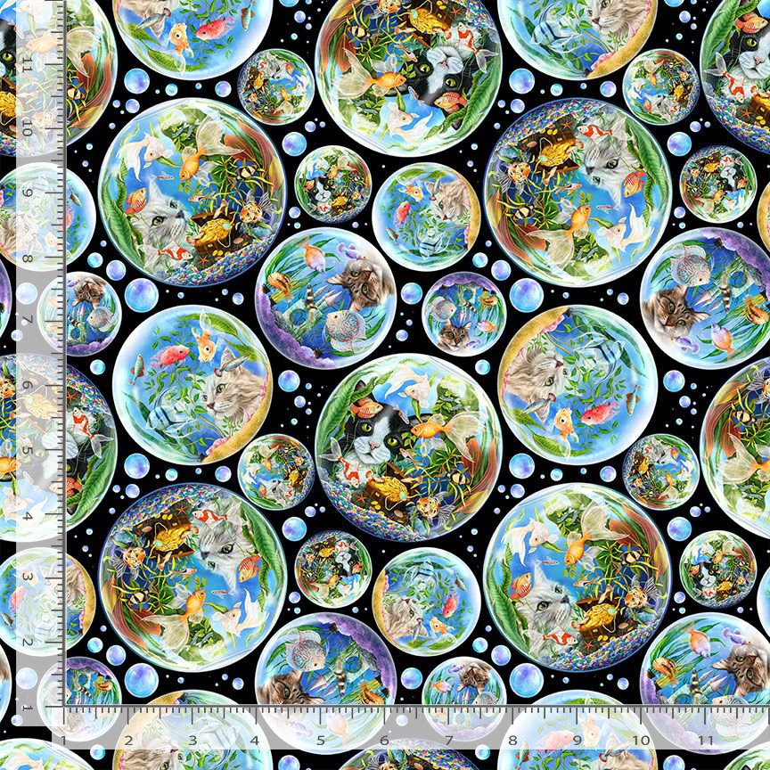 Feline Fanatic Cats in Fish Bowls CD4150-Black