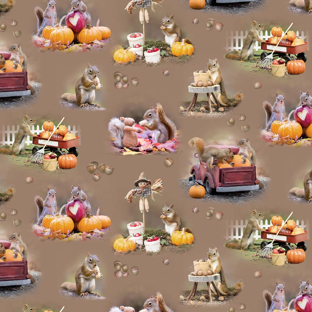 The Secret Life of Squirrels III Toile Caramel