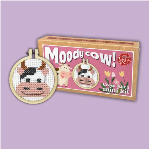 Moody Cow - Mini Matchbox Cross Stitch Kit