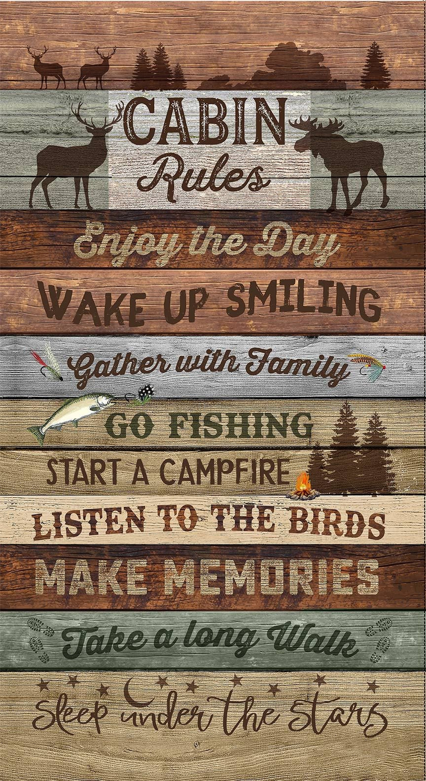 Cabin Rules Panel-CD3475 Multi