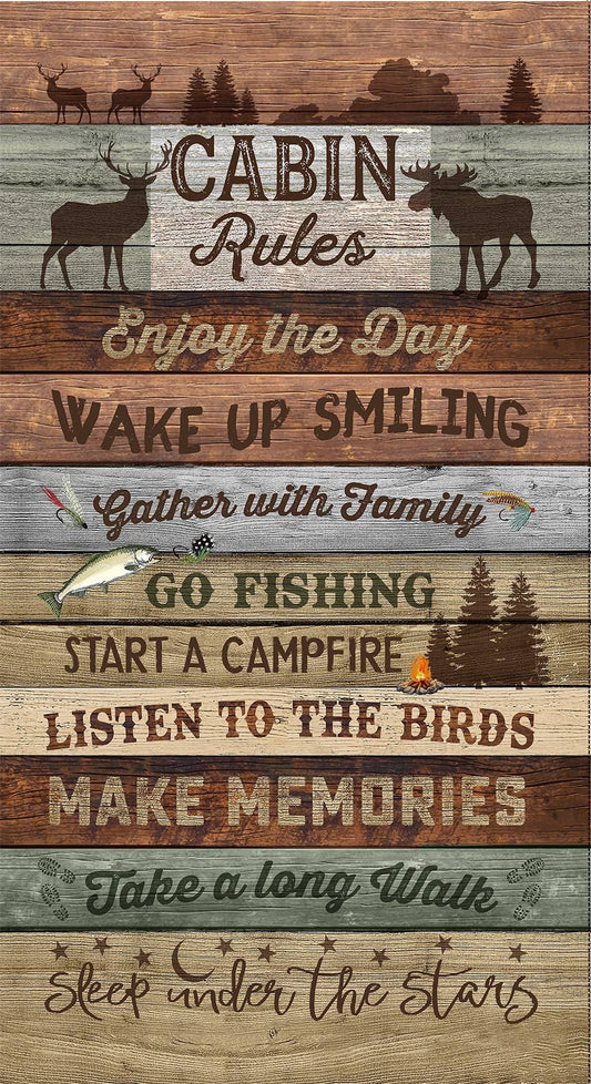 Cabin Rules Panel-CD3475 Multi