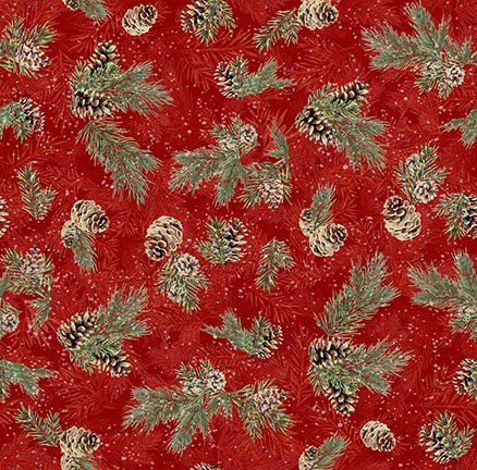 2026 Quilt MN Pinecones Dk Red