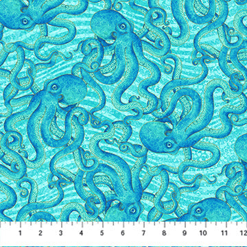 Shimmer Enigma Octopus Lt Turquoise Multi 28182M-64