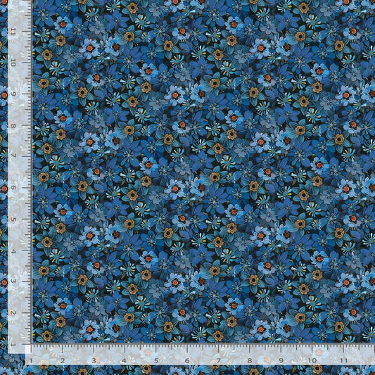 Calico Cat Cat Tiny Packed Floral CD4118-Blue