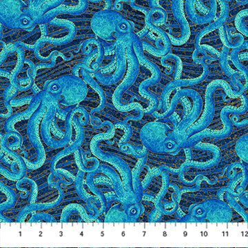 Shimmer Enigma Octopus Dk Blue Multi 28182M-48