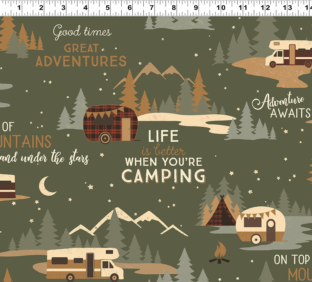 Living the Dream Flannel Toile Lt Forest Y4535-112