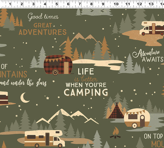 Living the Dream Flannel Toile Lt Forest Y4535-112