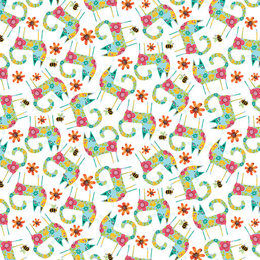 Garden Cats Patterned Cats Teal 16348-85