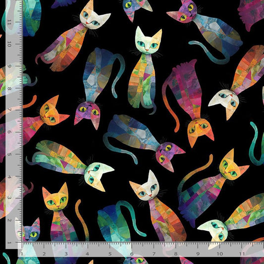 Sophisticat Tossed Quilt Cats Cat-CD4003 Black