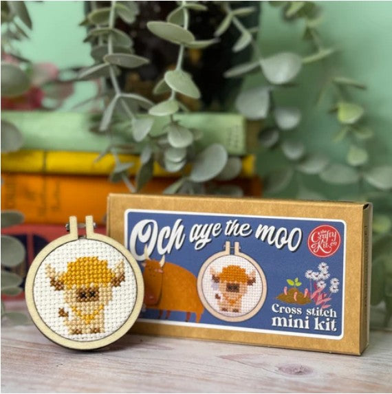 Och Aye the Moo - Mini Matchbox Cross Stitch Kit