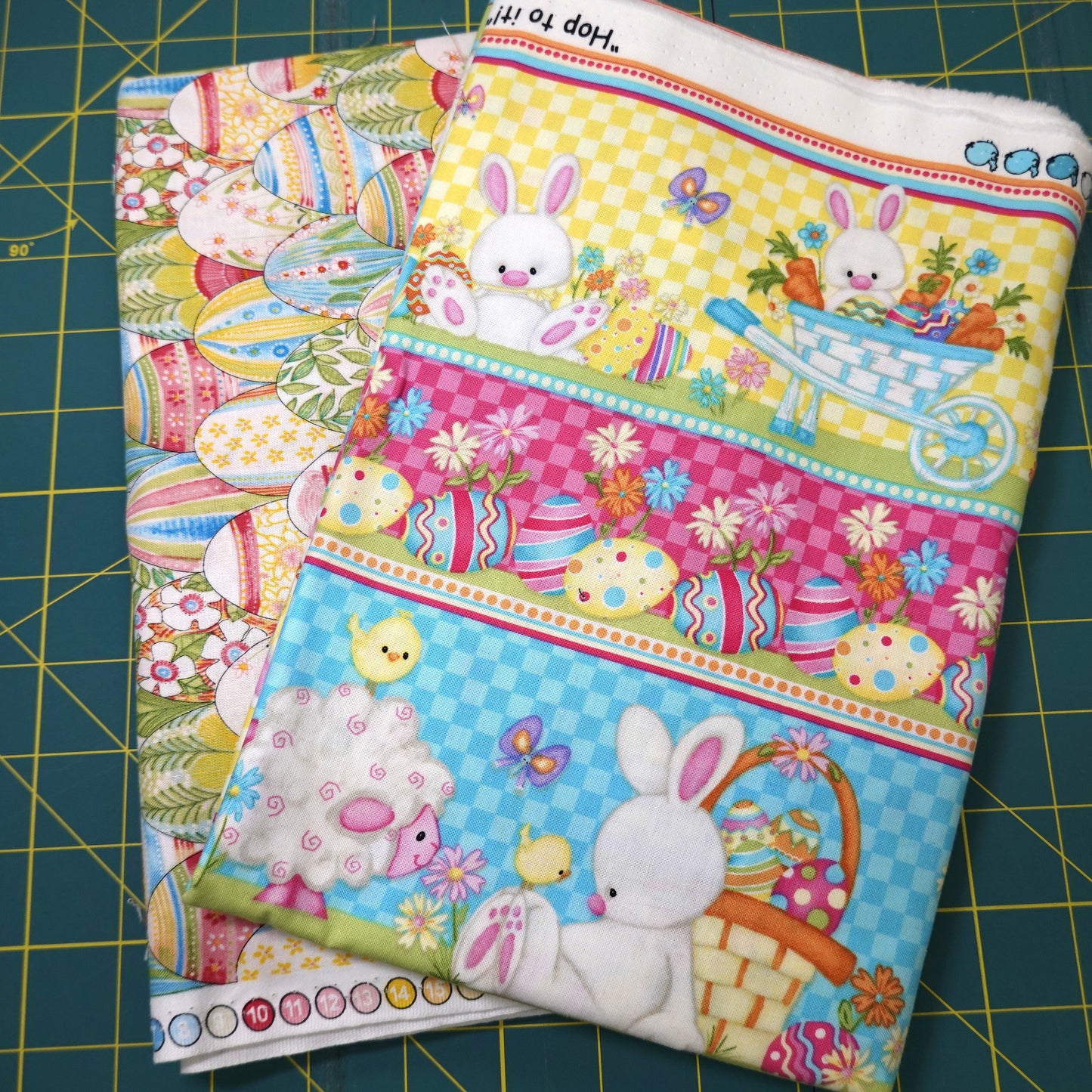 Bunny border stripe with eggs backing
