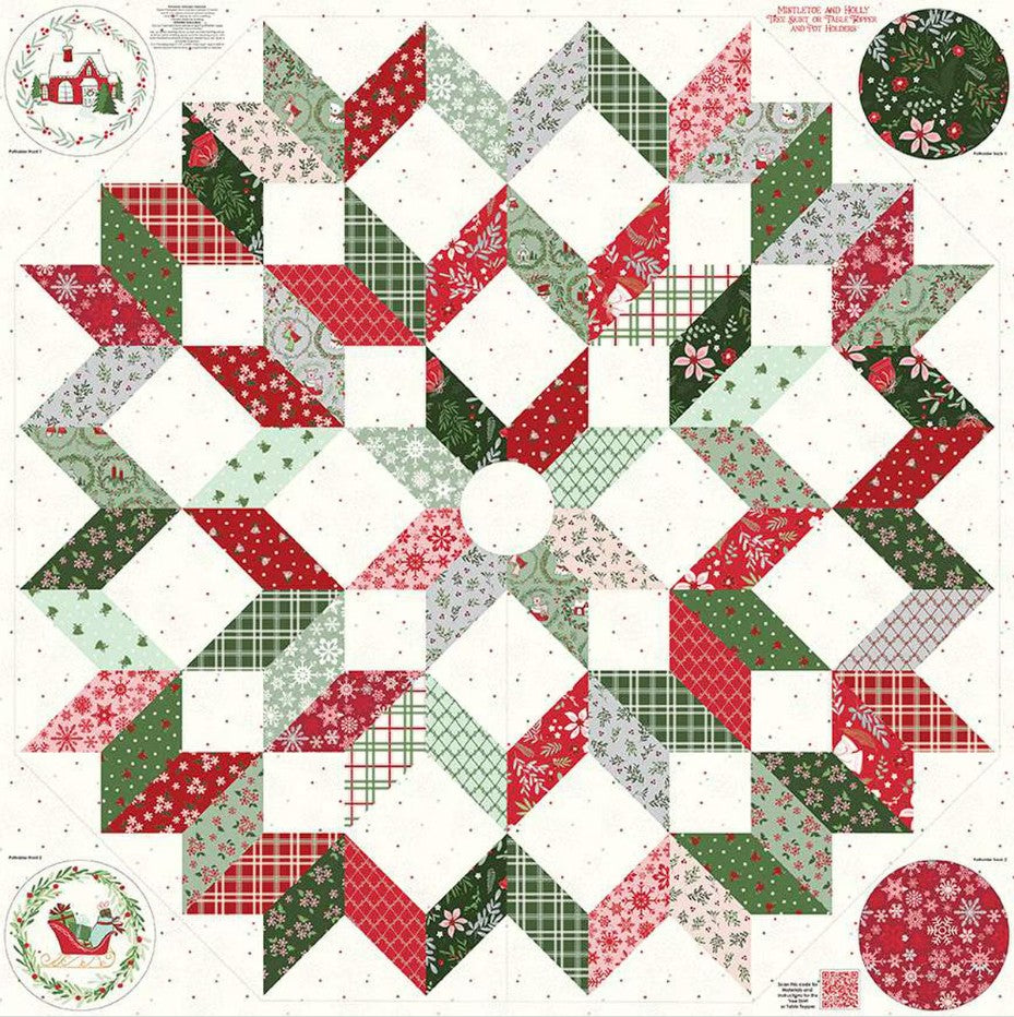 Mistletoe & Holly 54x54 Tree Skirt Panel PD16410