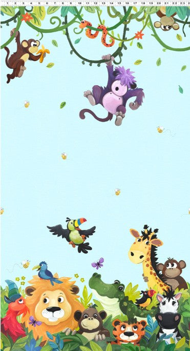 Jungle Friends Double Border SB20442-710 Lt Blue