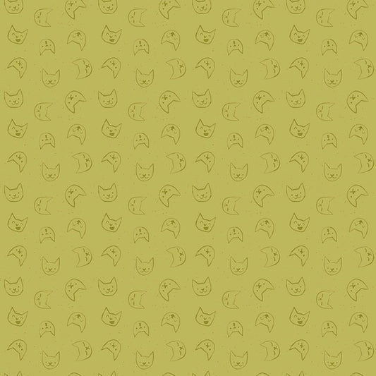 Kitty Faces on Green DPJ2898