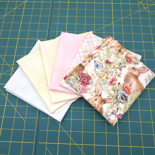 Mystery Five-0 Lucky Break Bunnies & Blooms FQ Bundle (6 pcs)