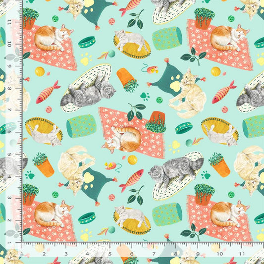 Feline Fanatic Lounging Cats CD4149-Green