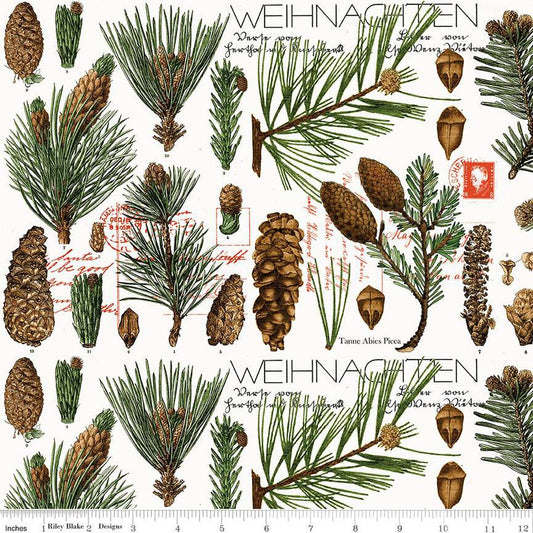 Classic Christmas Botanical Pines CD16283-White