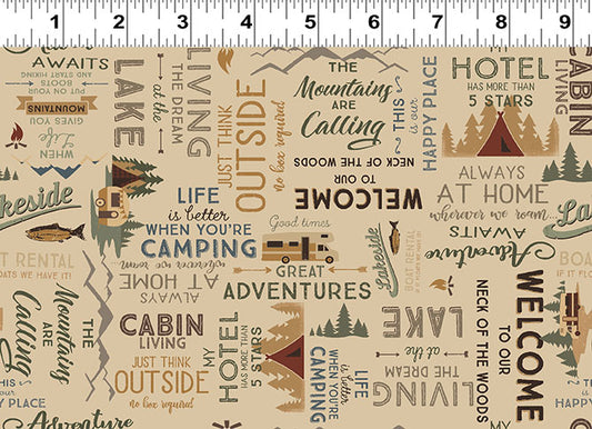 Living the Dream Flannel Words Lt Caramel Y4536-64