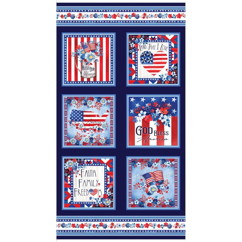 Faith Family Freedom Patriotic Block Panel