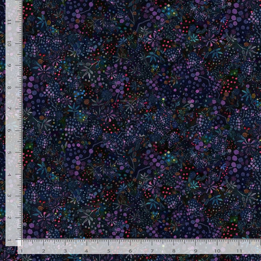 Calico Cat Cat Dotted Wild Flowers CD4120-Midnight