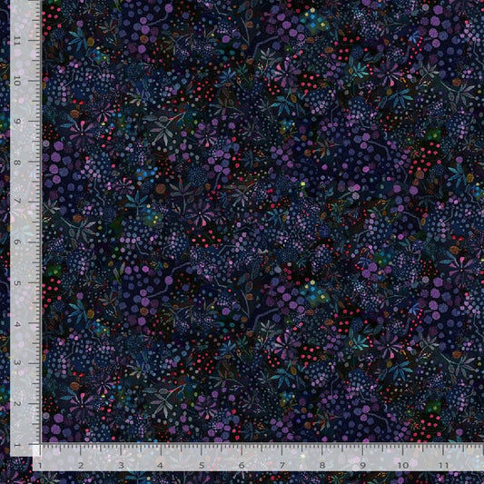 Calico Cat Cat Dotted Wild Flowers CD4120-Midnight