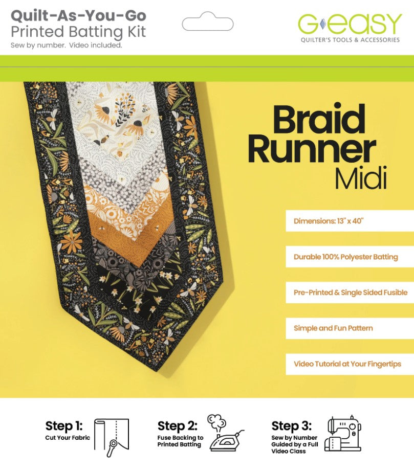 Braid Runner Quilt As You Go Printed Batting Kit