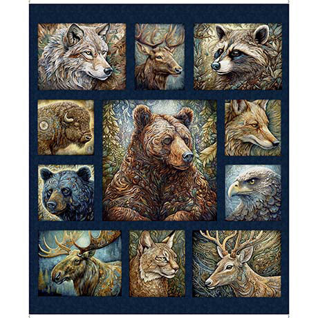 Enchanted Forest Animal Panel Navy 2600-30464-N
