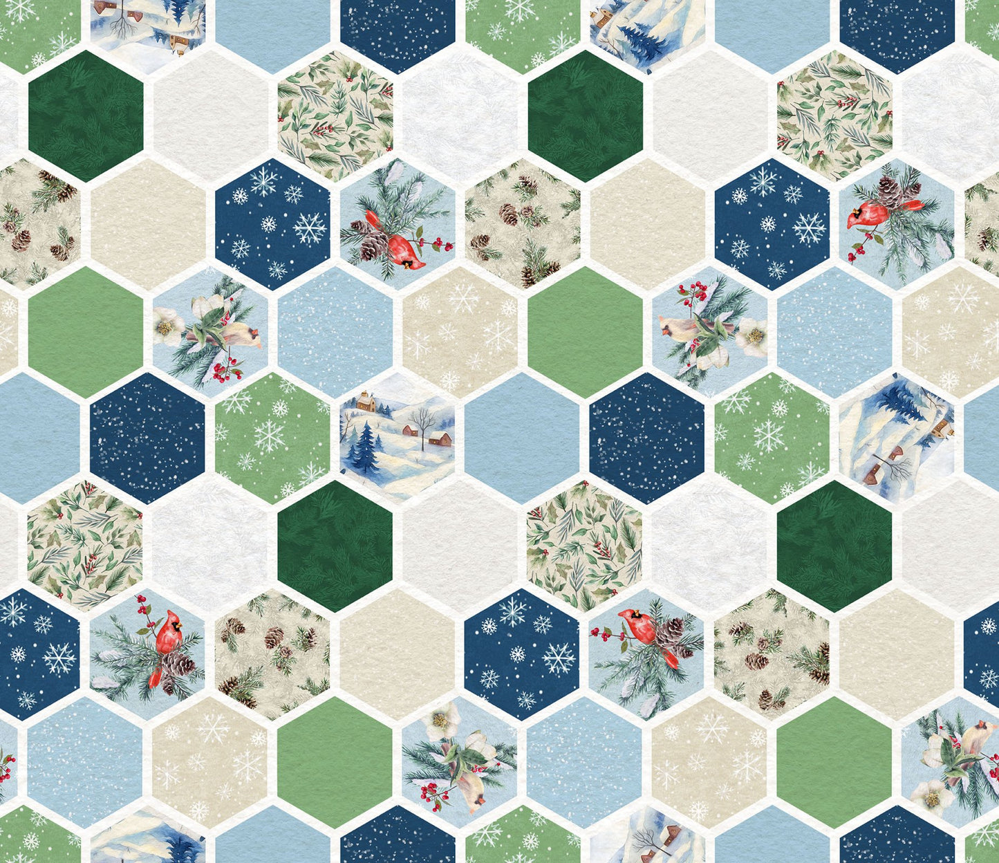 2026 Quilt MN Hexagons Lt Navy