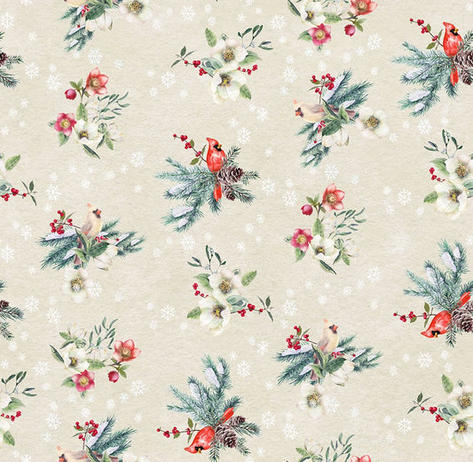 2026 Quilt MN Floral Birds Lt Khaki