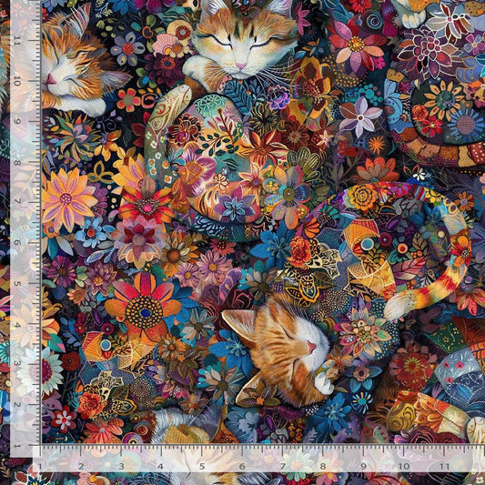 Calico Cat Cat Floral CD4113-Multi