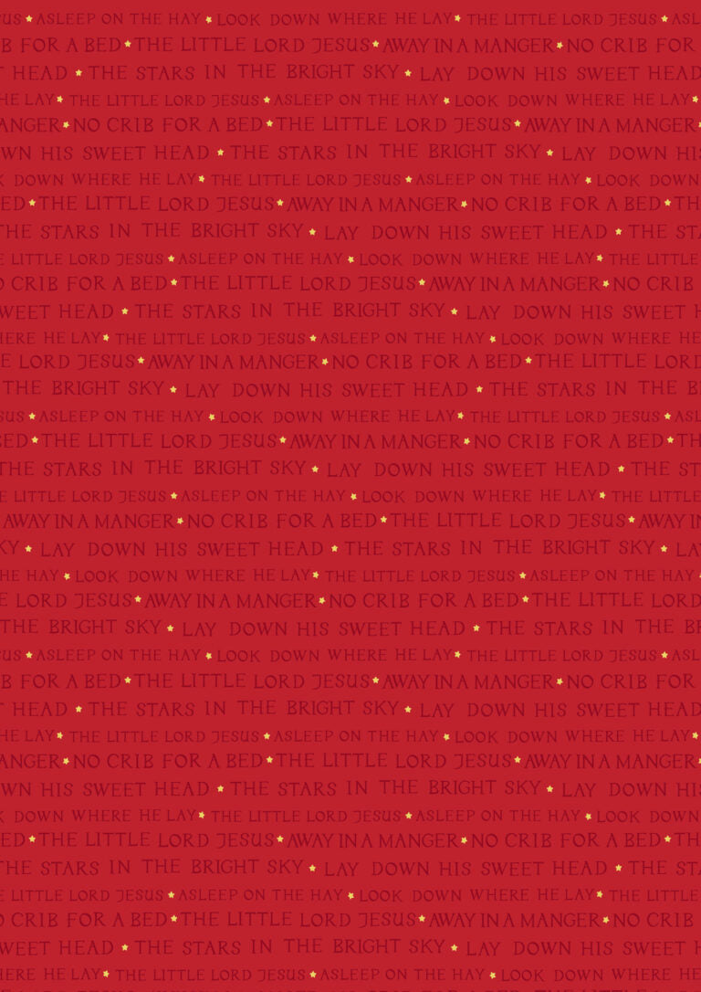 Away in a Manger Nativity Characters on Red