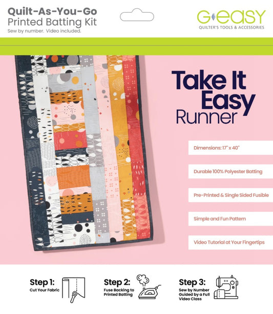 Take It Easy Runner Quilt As You Go Printed Batting Kit