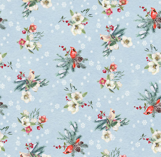 2026 Quilt MN Floral Birds Lt Denim
